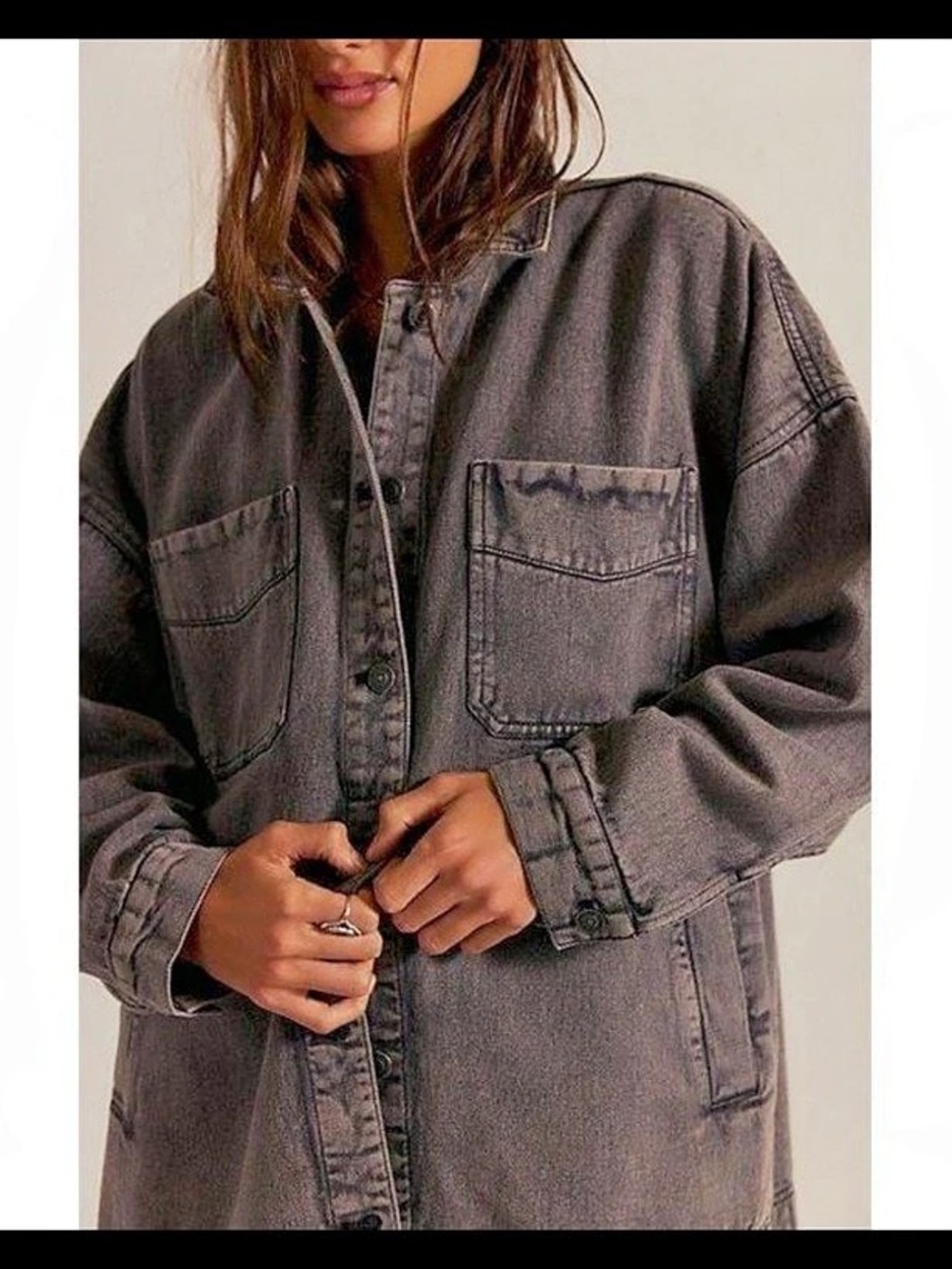 Free People We The Free Madison City Denim Jacket Gray Medium